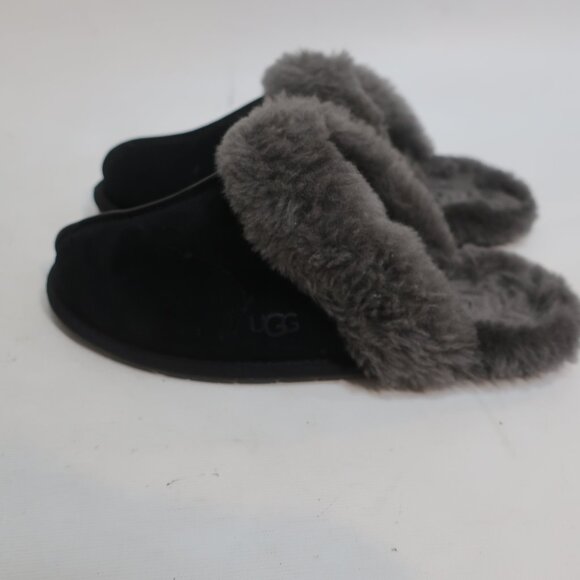 Womens Ugg Scuffette ll Black Gray Sheepskin Lined Slipper Mules 8 - Picture 5 of 7